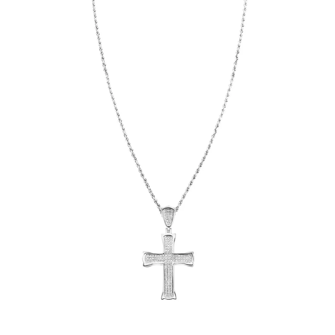 10k White Gold Diamond Cross 0.26 Ctw