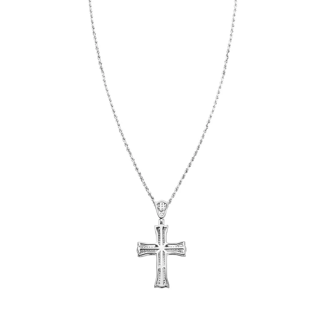 10k White Gold Diamond Cross 0.26 Ctw