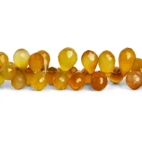 11x7mm Yellow Chalcedony Faceted Teardrops 7.5 inch 65 beads