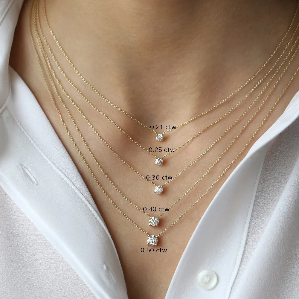 14K 0.20-0.50 ctw Prong Setting Diamond Solitaire Necklace