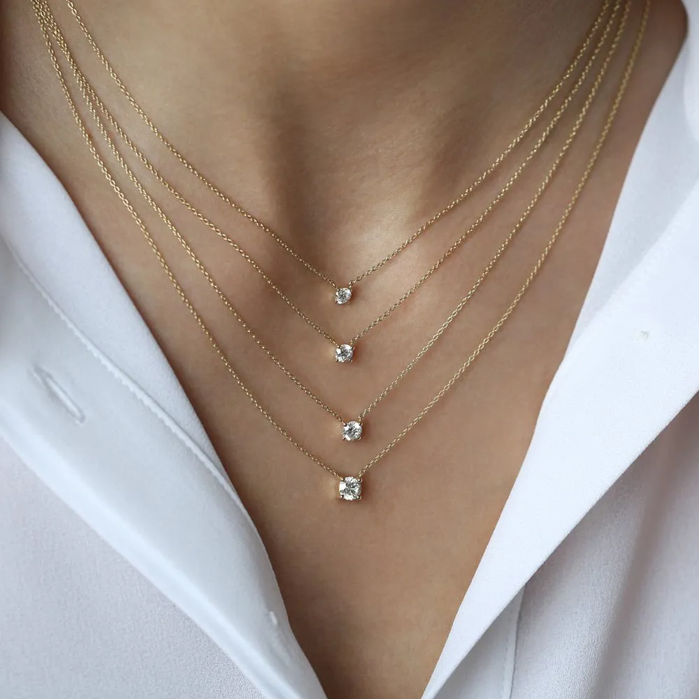 14K 0.20-0.50 ctw Prong Setting Diamond Solitaire Necklace