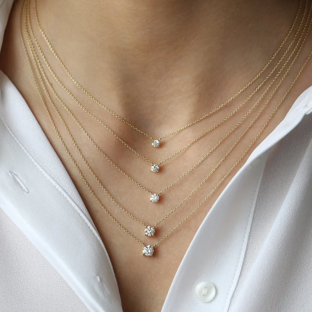 14K 0.20-0.50 ctw Prong Setting Diamond Solitaire Necklace