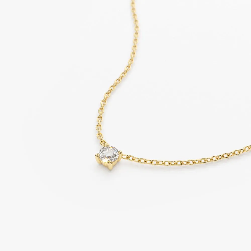 14K 0.20-0.50 ctw Prong Setting Diamond Solitaire Necklace