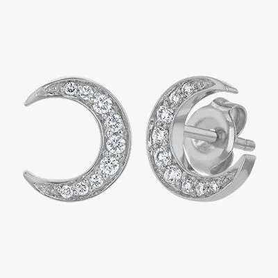 14K H-I/SI Crescent Moon Studs