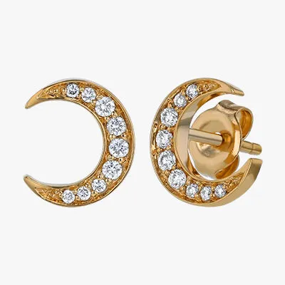 14K H-I/SI Crescent Moon Studs