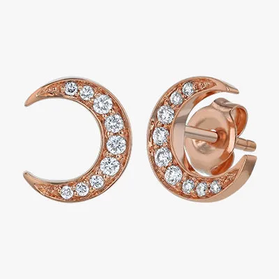 14K H-I/SI Crescent Moon Studs