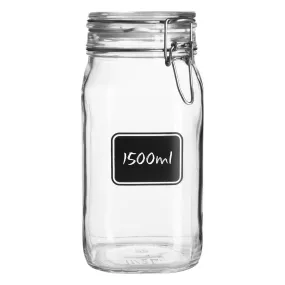 1.5L Lavagna Glass Storage Jar with Chalkboard Label - By Bormioli Rocco