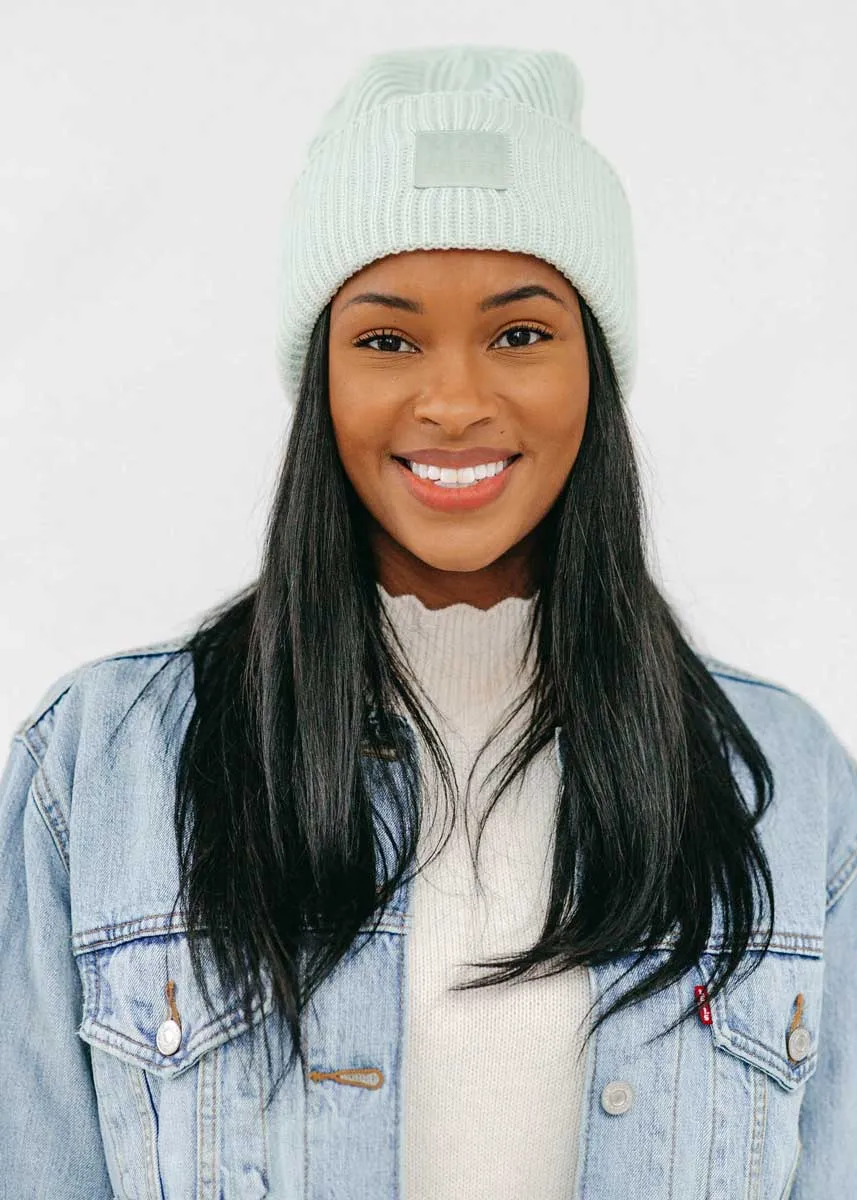 Adult Mad Hatter Ribbed Knit Beanie - Mint
