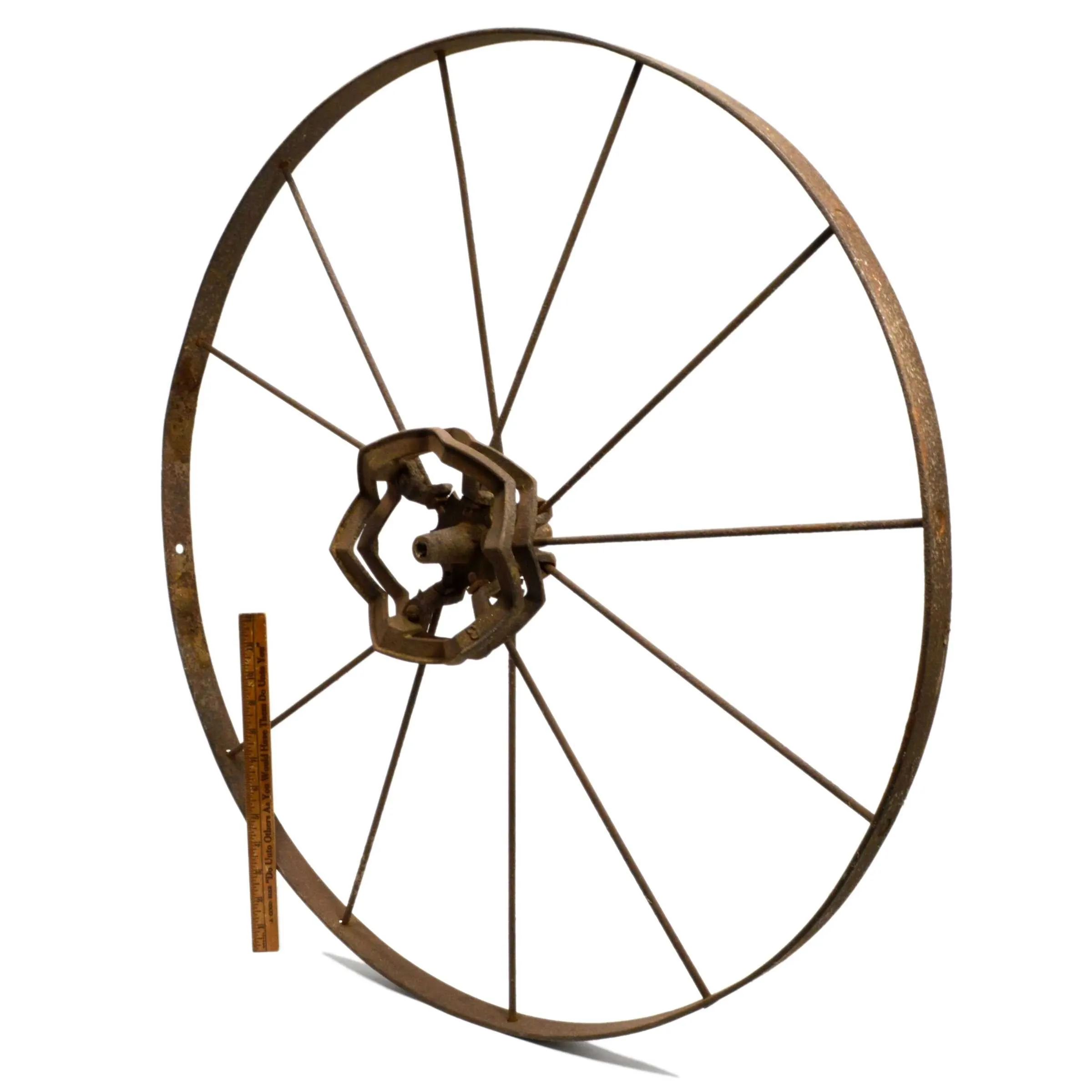 Antique ADJUSTABLE SPOKE WHEEL Huge! 30.25" dia 11-Spokes *MISSING 1* Marked "3"