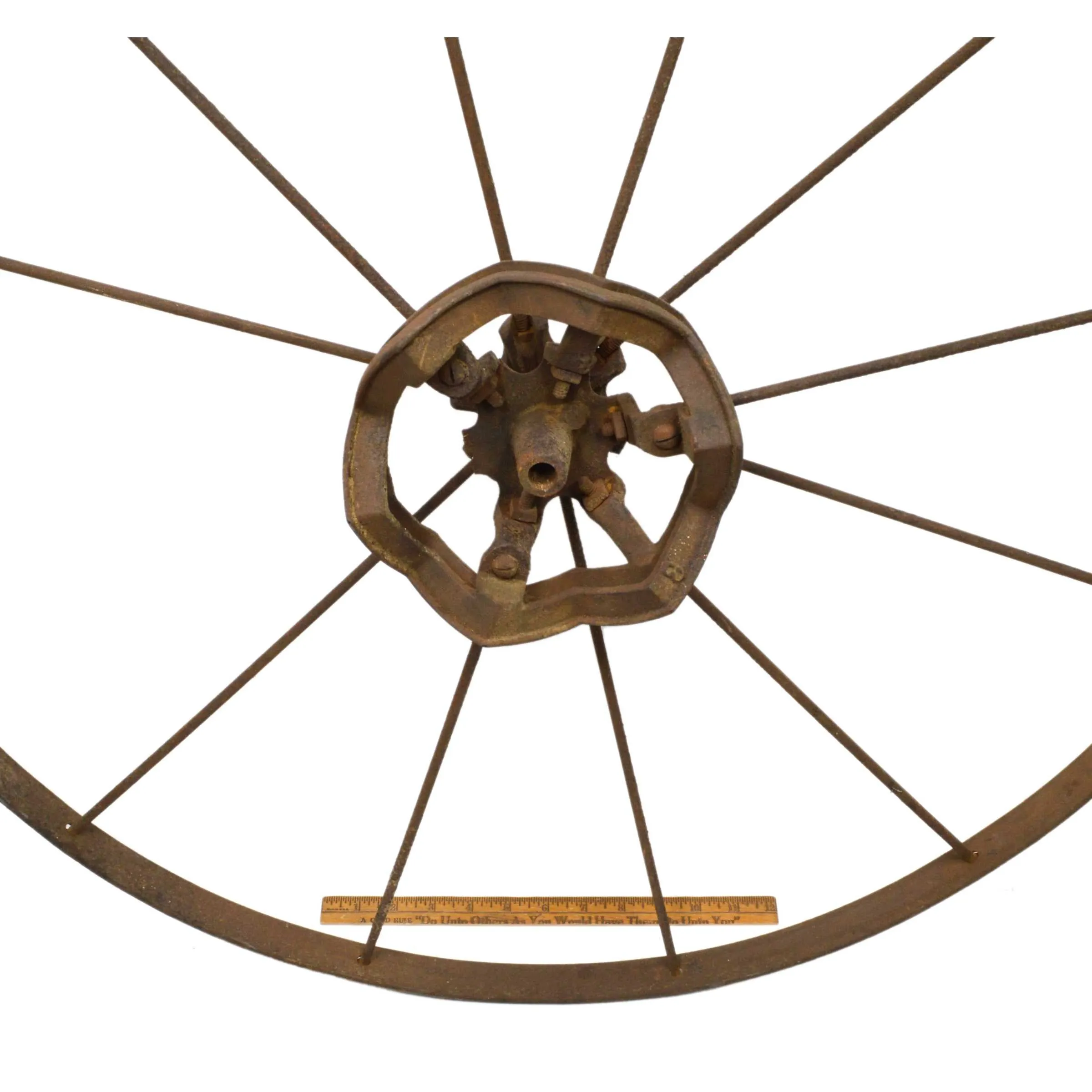 Antique ADJUSTABLE SPOKE WHEEL Huge! 30.25" dia 11-Spokes *MISSING 1* Marked "3"