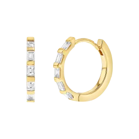 Baguette Huggies Hoop Earrings