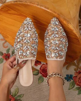Bright diamond toe slippers