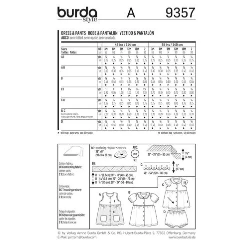 Burda Baby Dress and Panties 9357