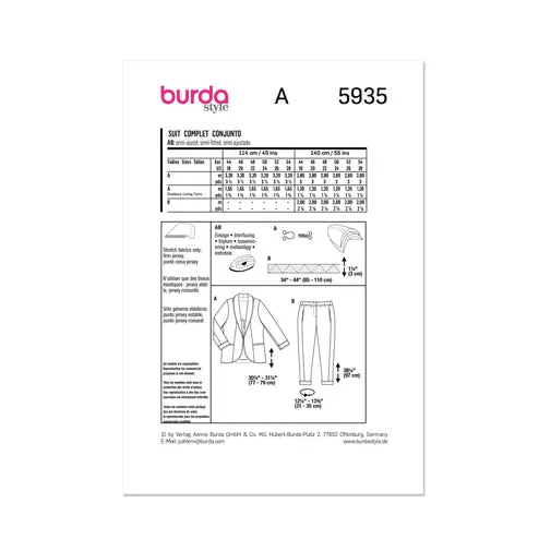 Burda Jacket and Trousers 5935