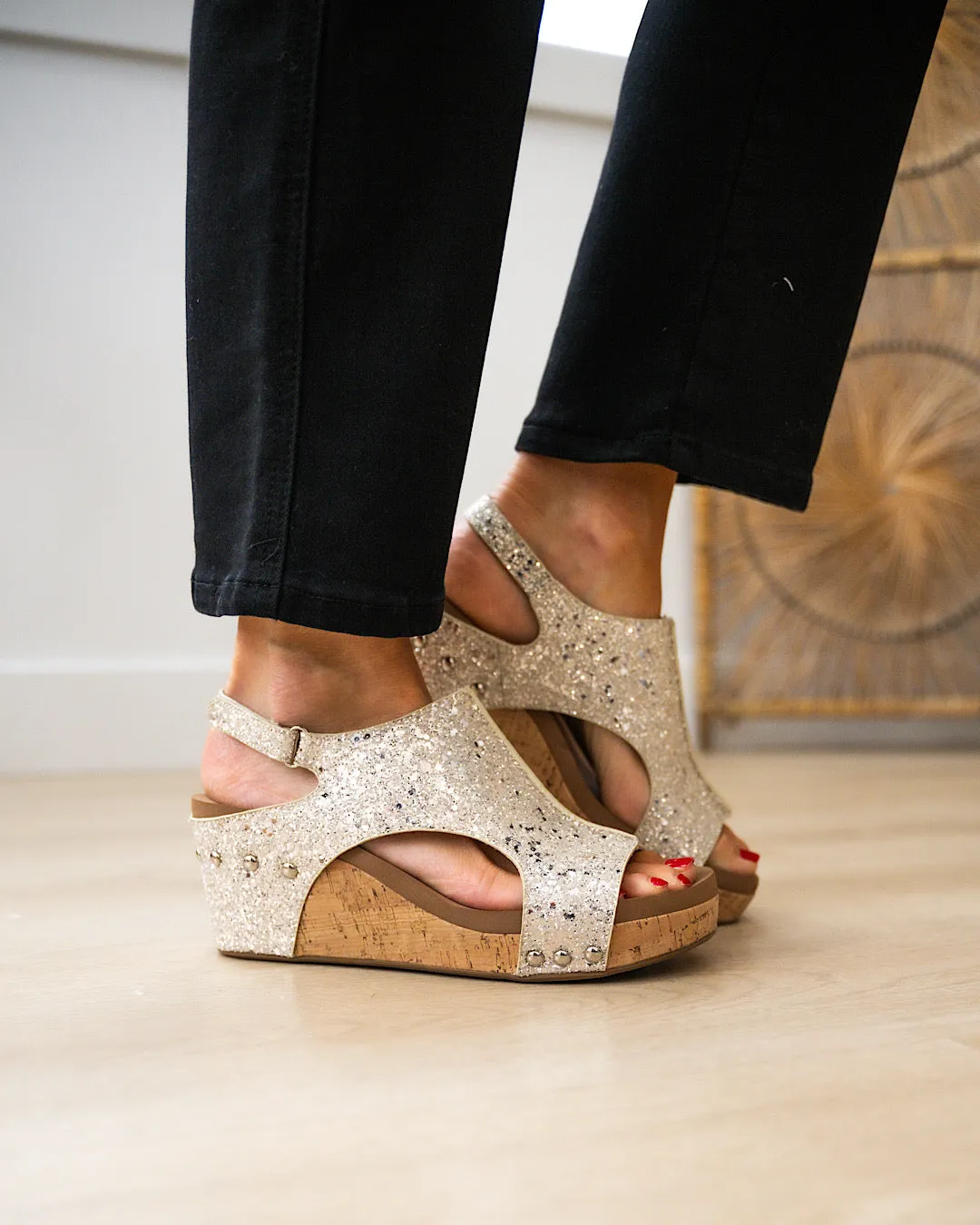 Corkys Carley Wedge Sandals - Gold Glitter FINAL SALE