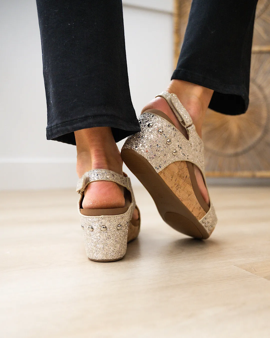 Corkys Carley Wedge Sandals - Gold Glitter FINAL SALE
