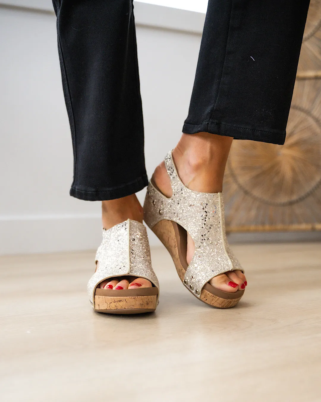 Corkys Carley Wedge Sandals - Gold Glitter FINAL SALE