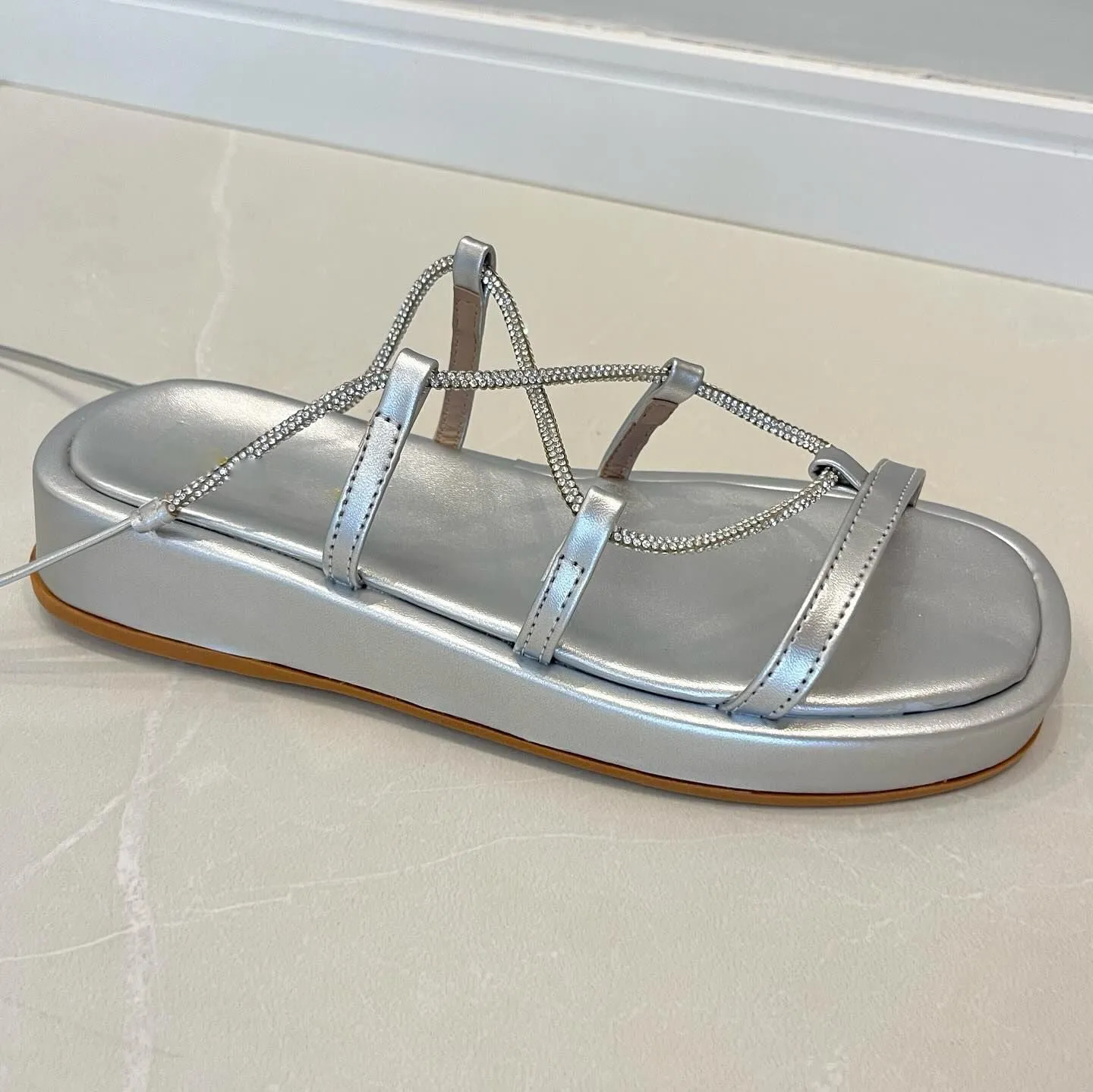 Designer long strappy sandals