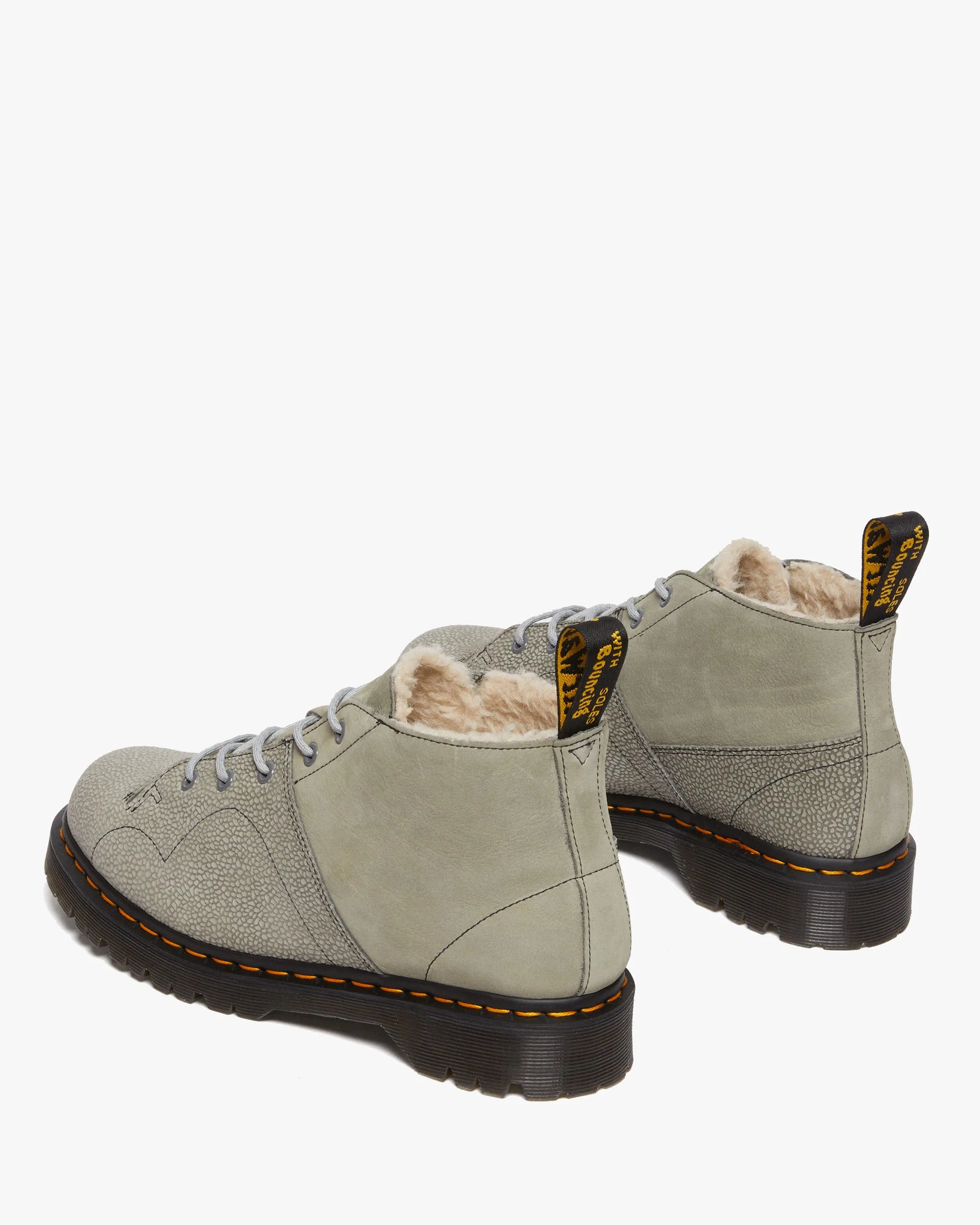 Dr Martens Archive Church Nubuck & Pebble Leather Monkey Boots - Mid Grey
