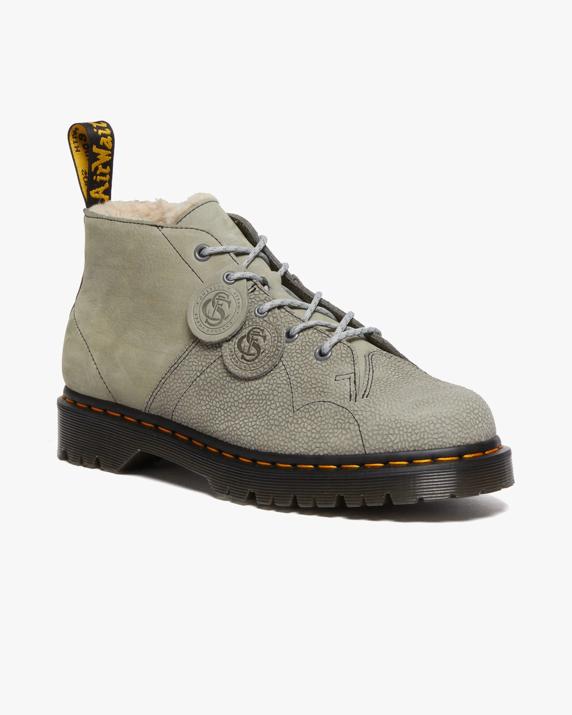 Dr Martens Archive Church Nubuck & Pebble Leather Monkey Boots - Mid Grey