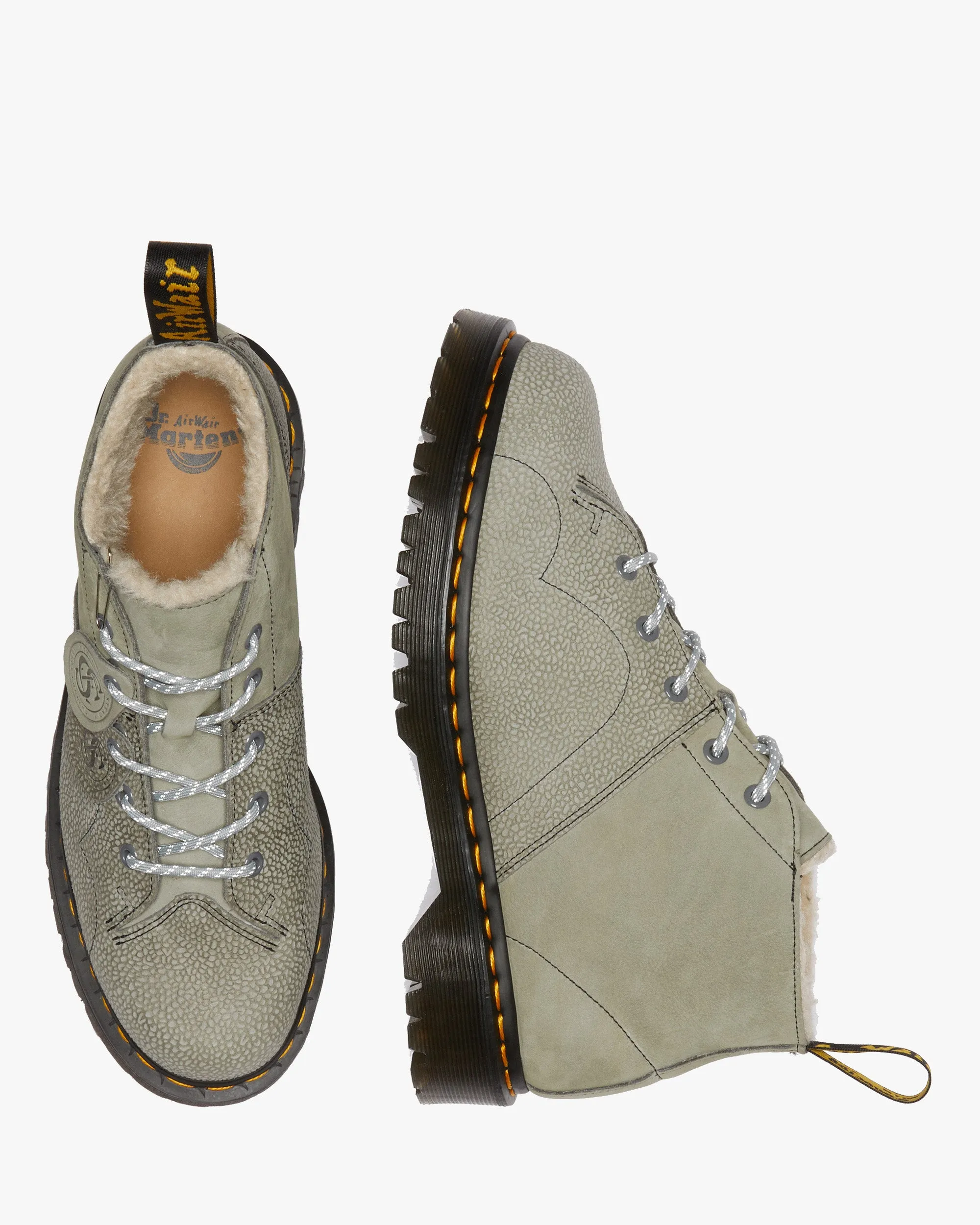 Dr Martens Archive Church Nubuck & Pebble Leather Monkey Boots - Mid Grey