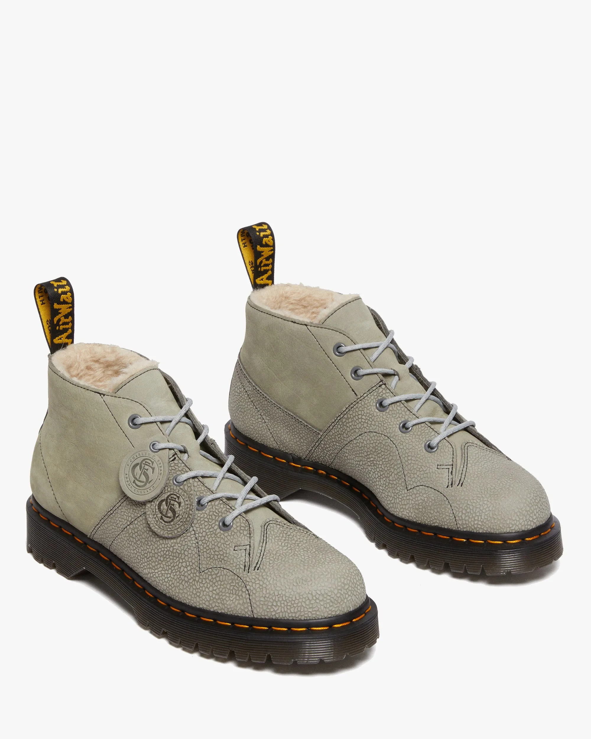 Dr Martens Archive Church Nubuck & Pebble Leather Monkey Boots - Mid Grey