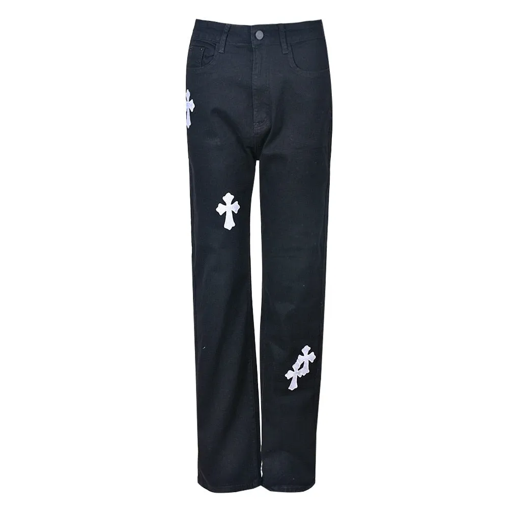 DressBetty - Women Low Waist Vintage Straight Denim Trousers Cyber Y2k Goth Pants Fashion Mom Jeans