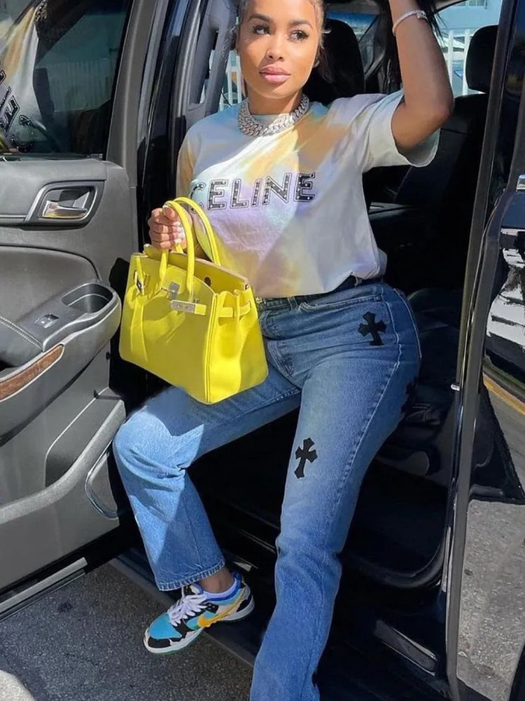 DressBetty - Women Low Waist Vintage Straight Denim Trousers Cyber Y2k Goth Pants Fashion Mom Jeans