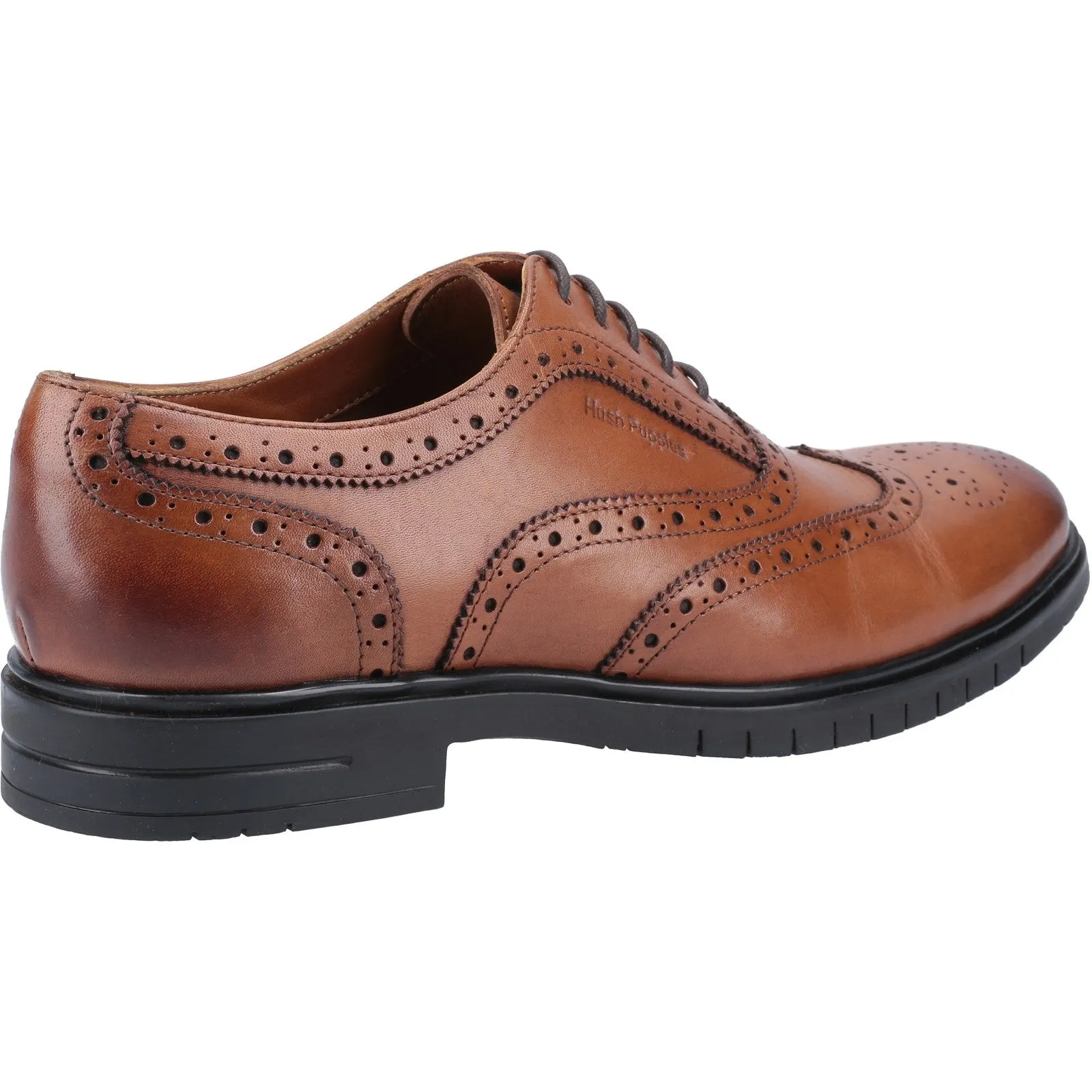 Hush Puppies Mens Santiago Leather Brogue Shoes - Brown