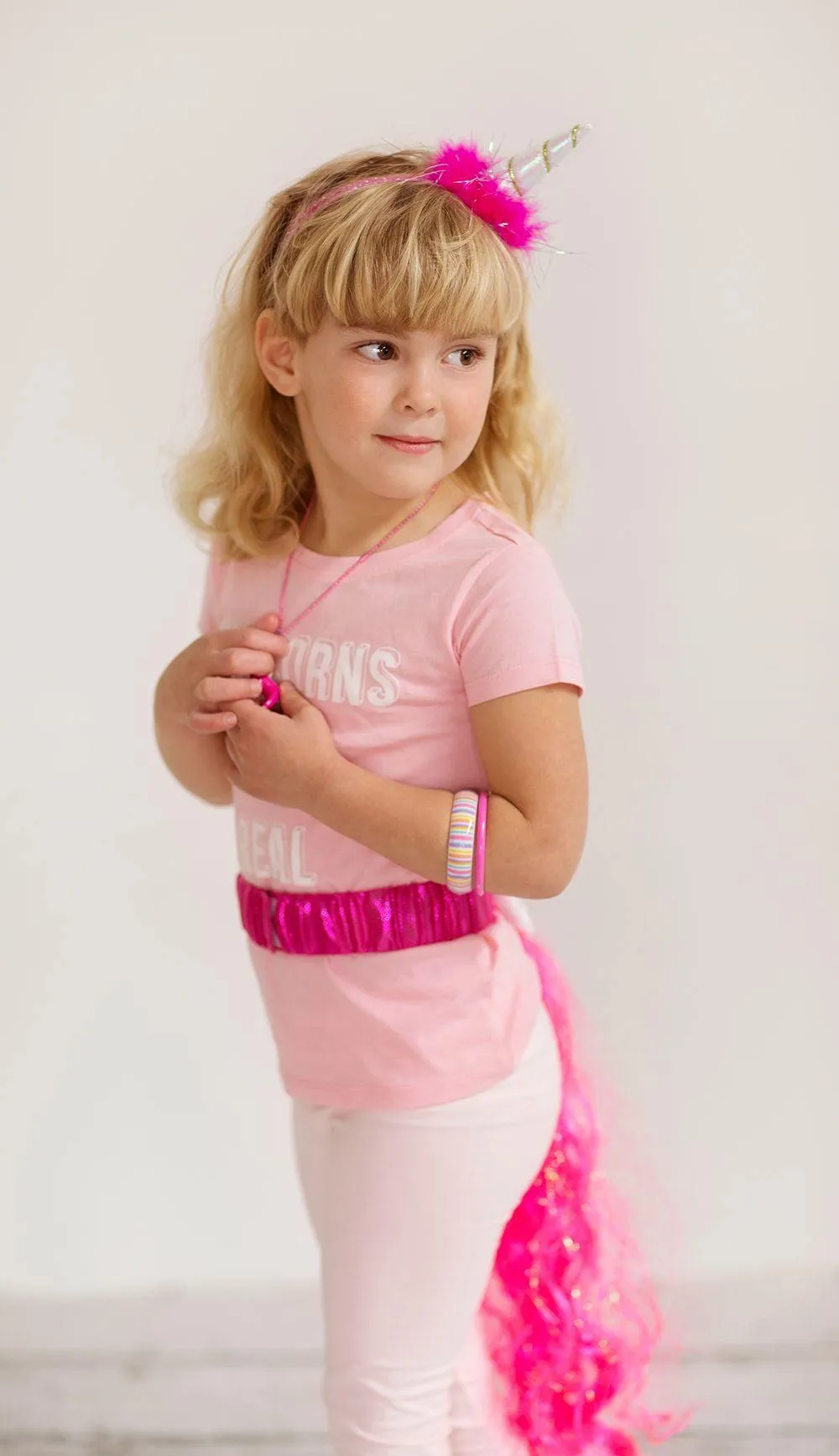 I Love Unicorns Horn & Tail Set - Hot Pink