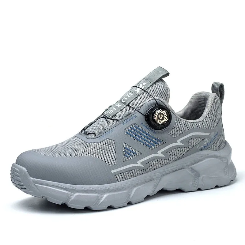 Lightweight Work Safety Shoes Men's Women Steel Toe Rotating Button Work Sneakers Protective Boots
