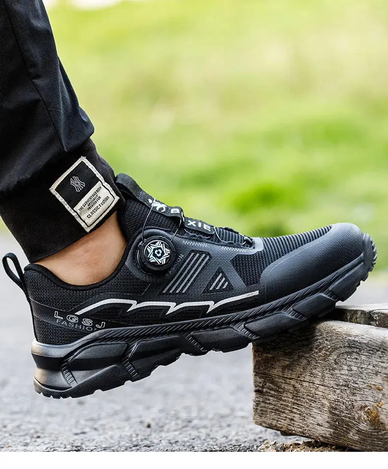 Lightweight Work Safety Shoes Men's Women Steel Toe Rotating Button Work Sneakers Protective Boots