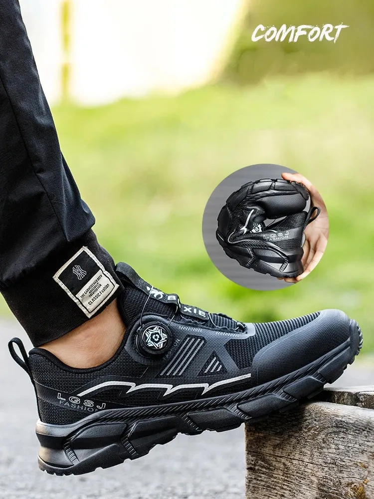Lightweight Work Safety Shoes Men's Women Steel Toe Rotating Button Work Sneakers Protective Boots