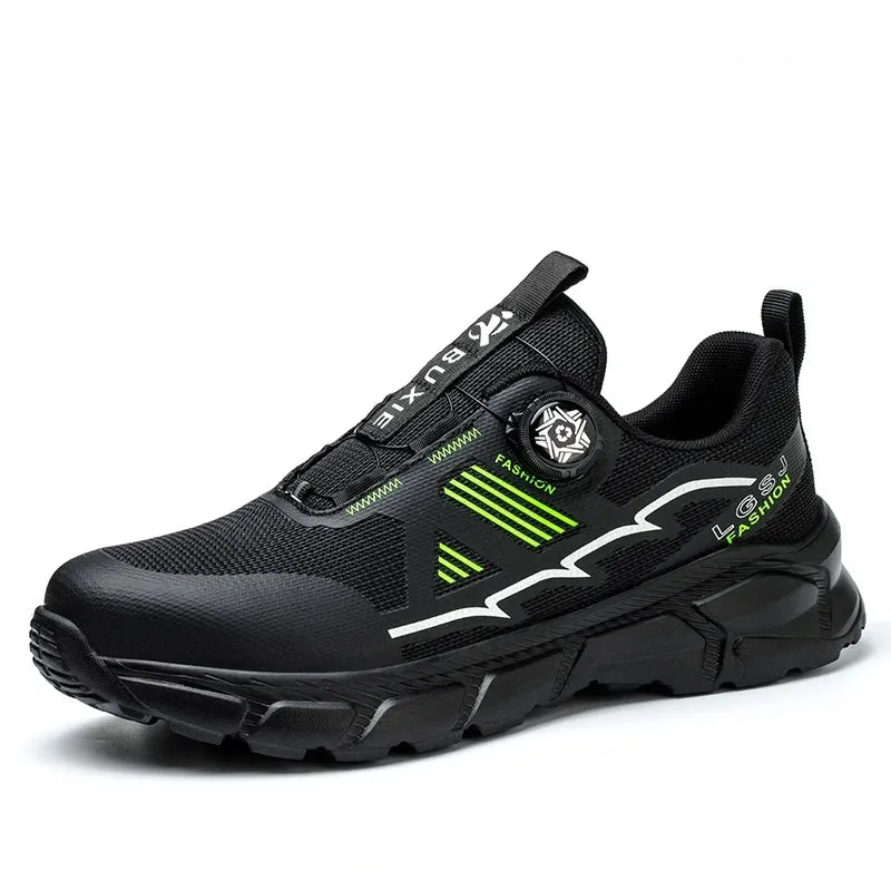 Lightweight Work Safety Shoes Men's Women Steel Toe Rotating Button Work Sneakers Protective Boots