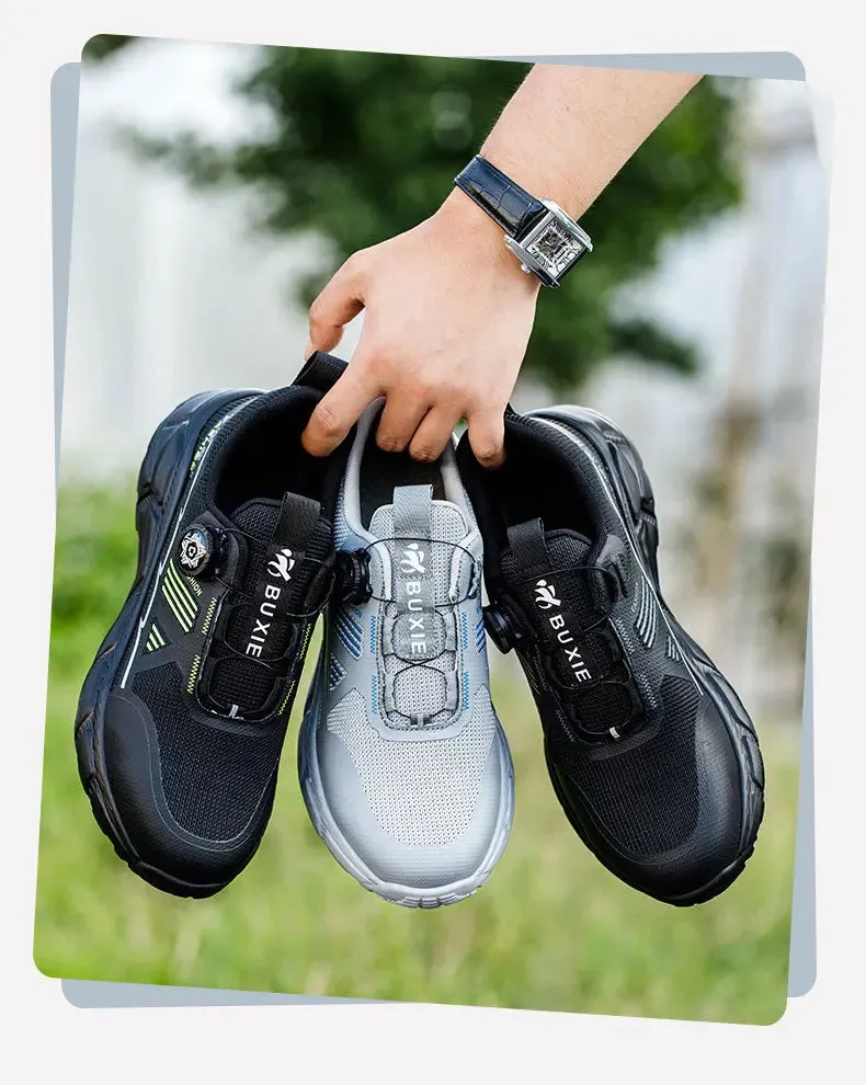 Lightweight Work Safety Shoes Men's Women Steel Toe Rotating Button Work Sneakers Protective Boots