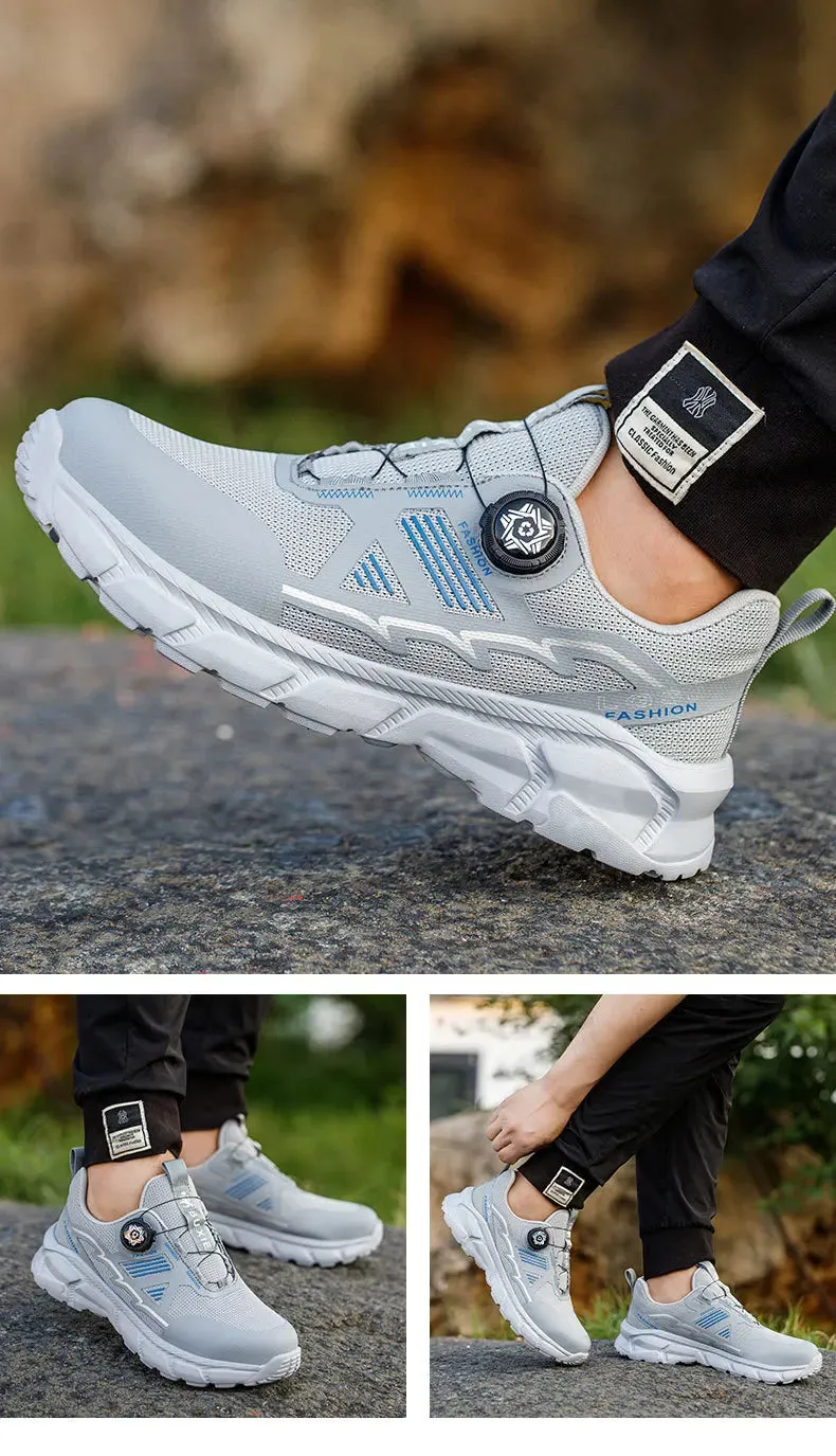 Lightweight Work Safety Shoes Men's Women Steel Toe Rotating Button Work Sneakers Protective Boots