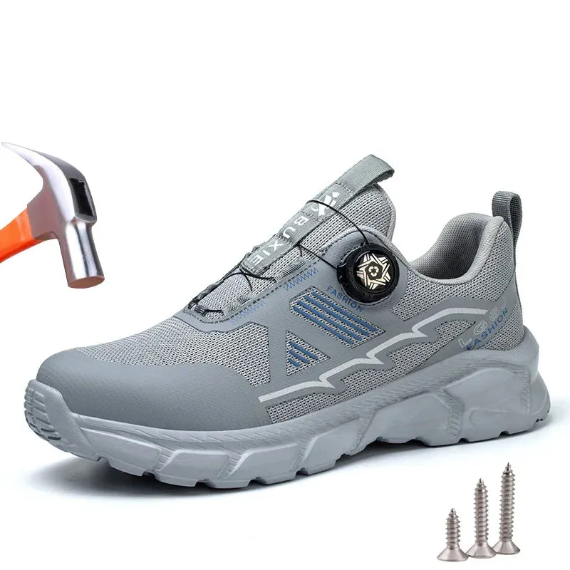 Lightweight Work Safety Shoes Men's Women Steel Toe Rotating Button Work Sneakers Protective Boots