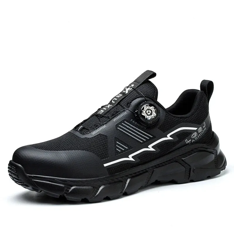 Lightweight Work Safety Shoes Men's Women Steel Toe Rotating Button Work Sneakers Protective Boots