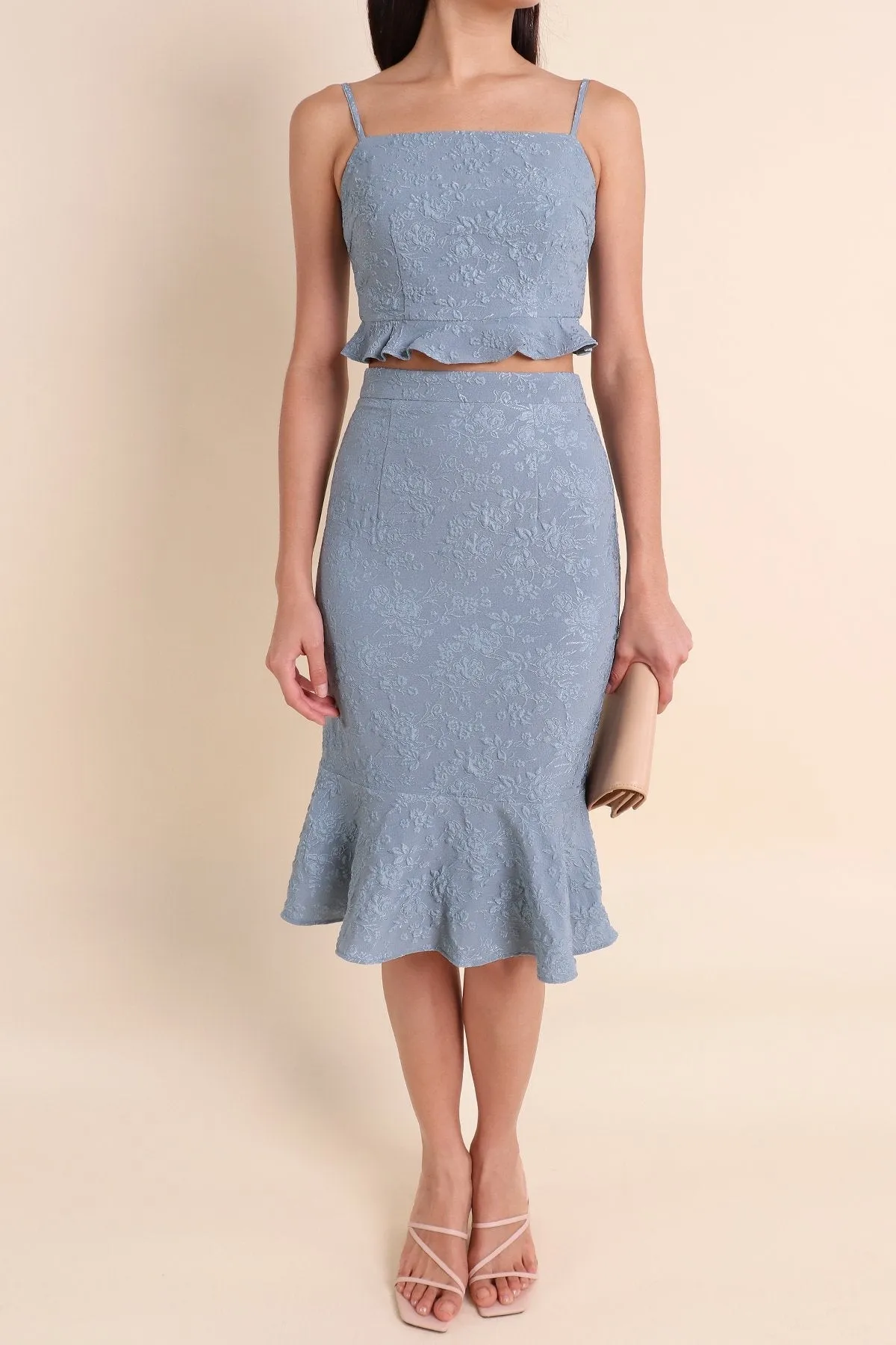 MADEBYNM BERLIN 2-PIECE EMBOSSED MERMAID SET IN LOUIS BLUE