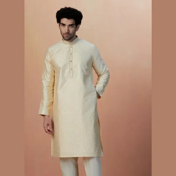 Manyawar Self Patterned Kurta Set