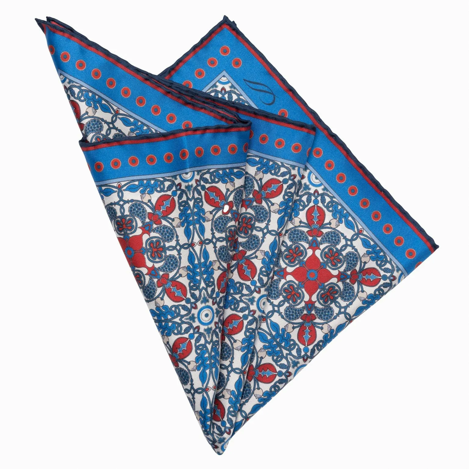 Nebbiolo - Silk Pocket Square - Blue and Red