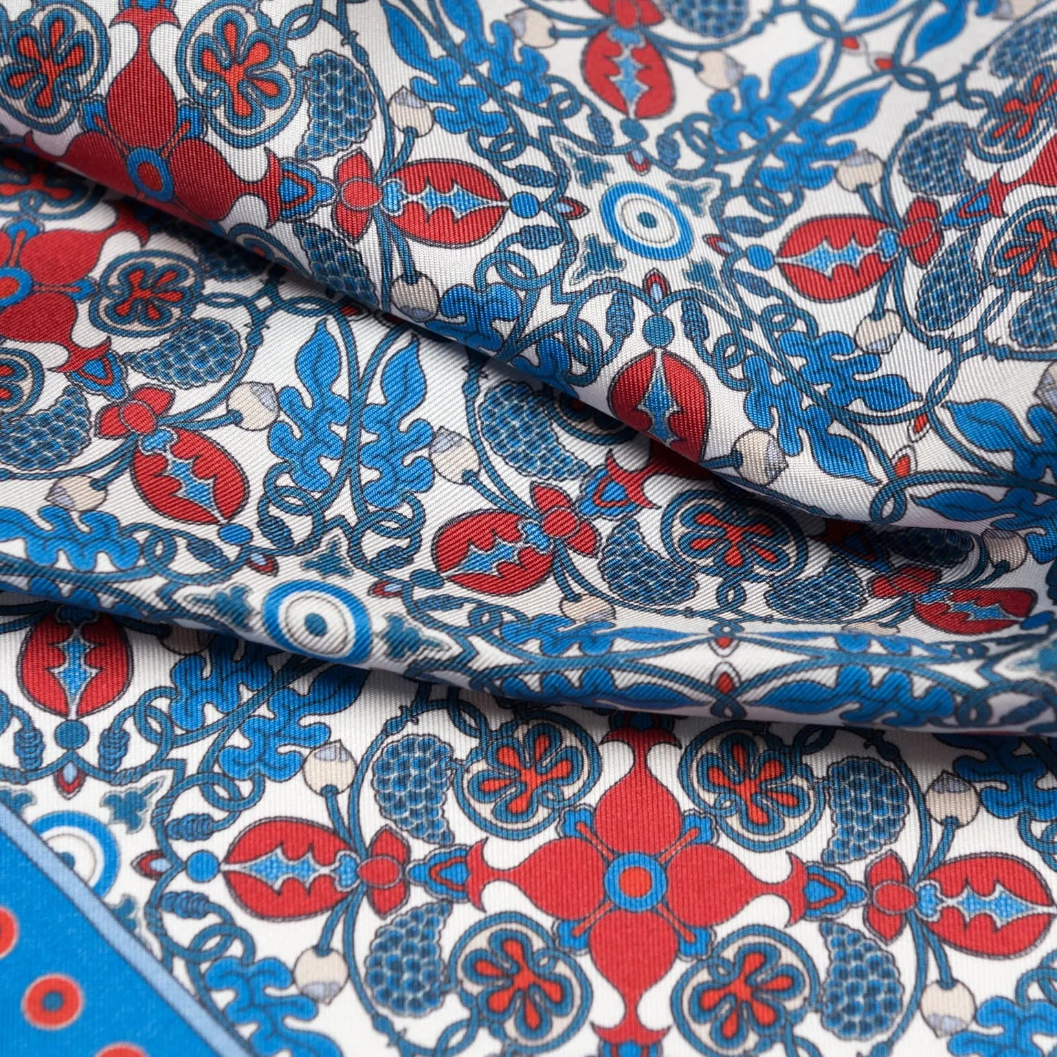 Nebbiolo - Silk Pocket Square - Blue and Red
