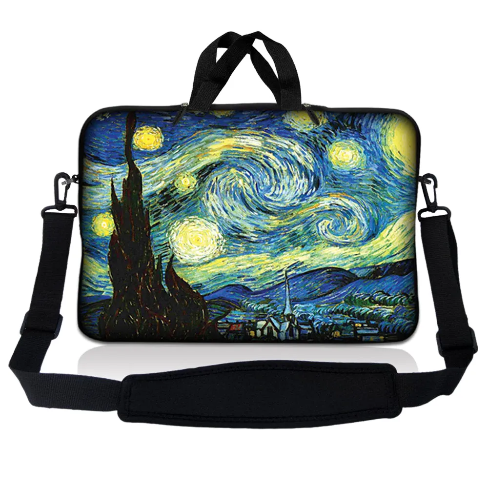 Notebook / Netbook Sleeve Carrying Case w/ Handle & Adjustable Shoulder Strap & Matching Skin – Starry Night