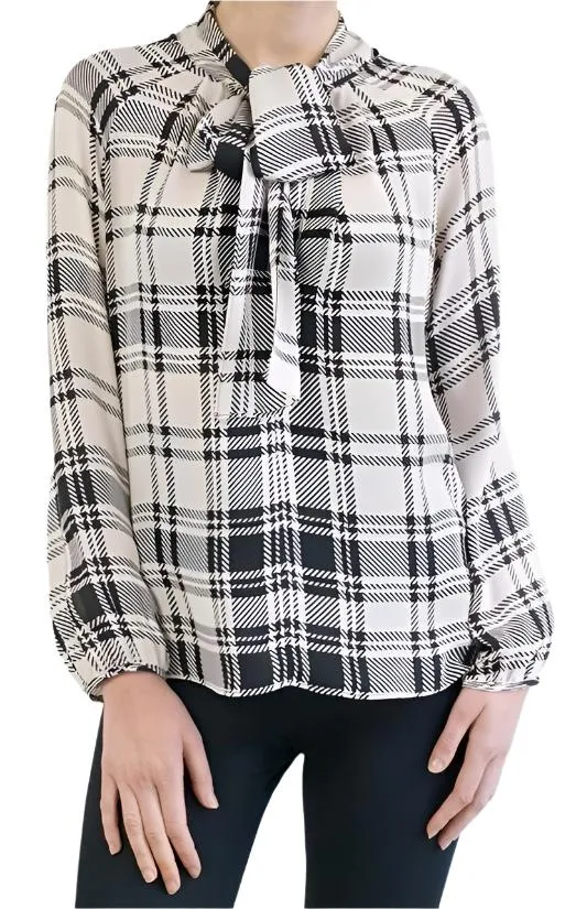 PAIGE BLOUSE (HOUNDSTOOTH PLAID)