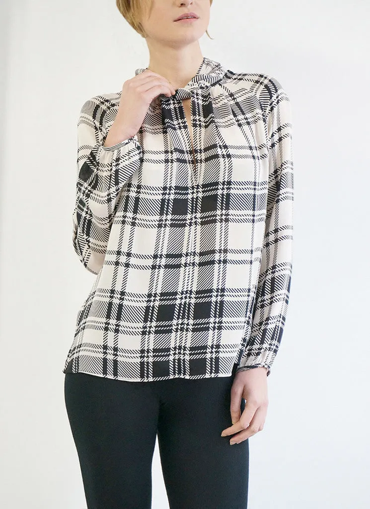 PAIGE BLOUSE (HOUNDSTOOTH PLAID)