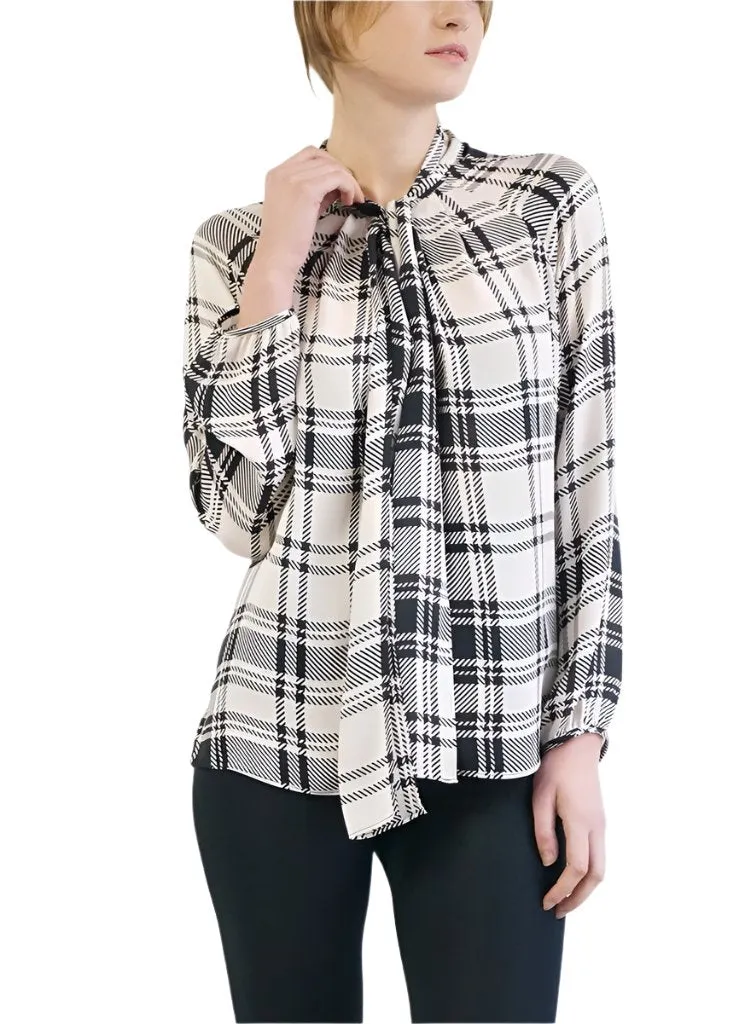PAIGE BLOUSE (HOUNDSTOOTH PLAID)