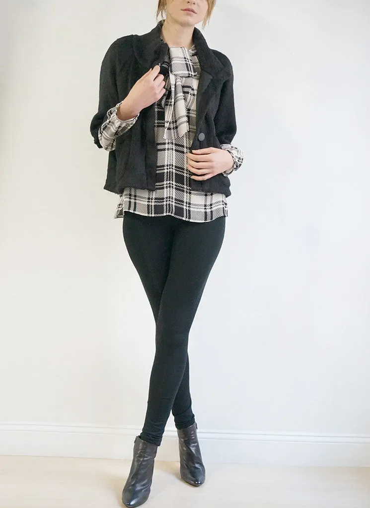 PAIGE BLOUSE (HOUNDSTOOTH PLAID)