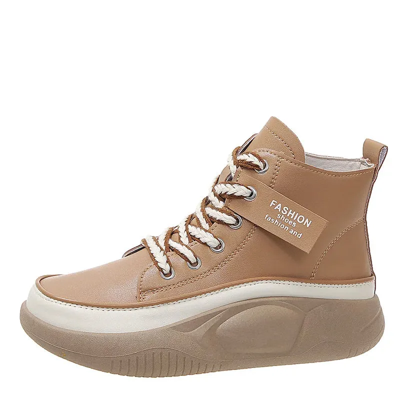 Retro Oxfords Flat Platform Heels Women Boots Work Shoes for Work Autumn Ankle Casual