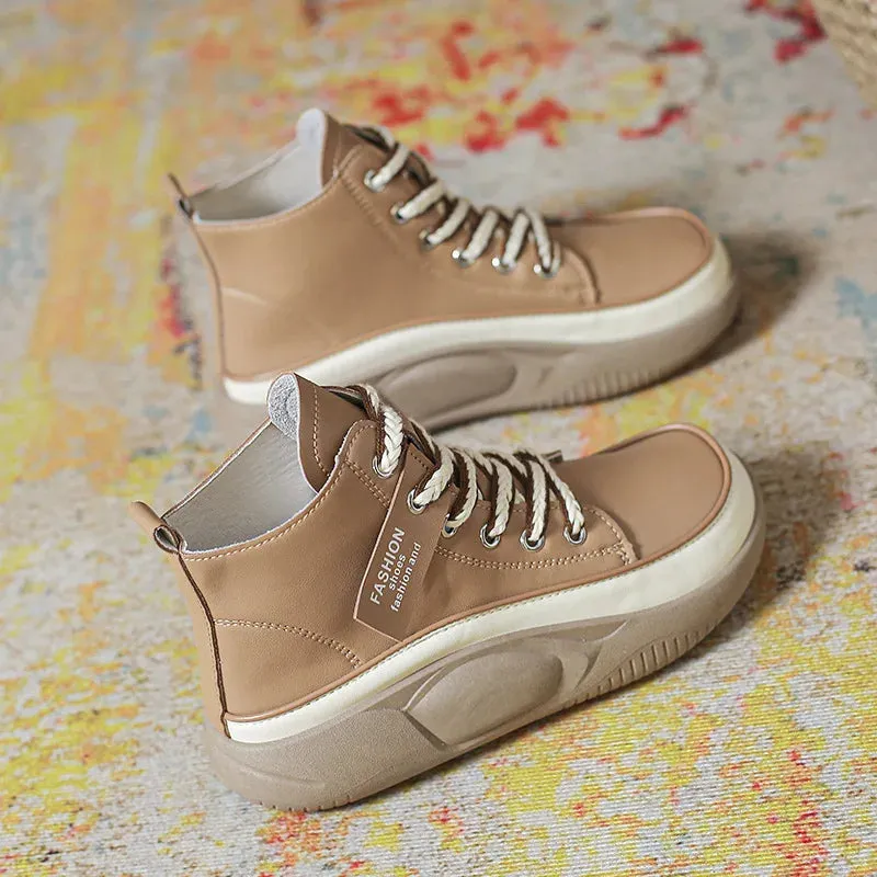 Retro Oxfords Flat Platform Heels Women Boots Work Shoes for Work Autumn Ankle Casual