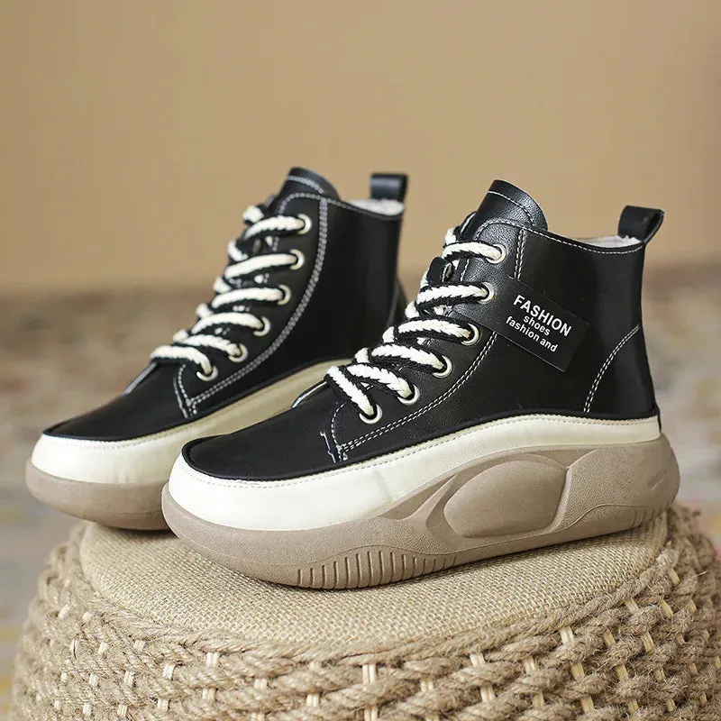 Retro Oxfords Flat Platform Heels Women Boots Work Shoes for Work Autumn Ankle Casual